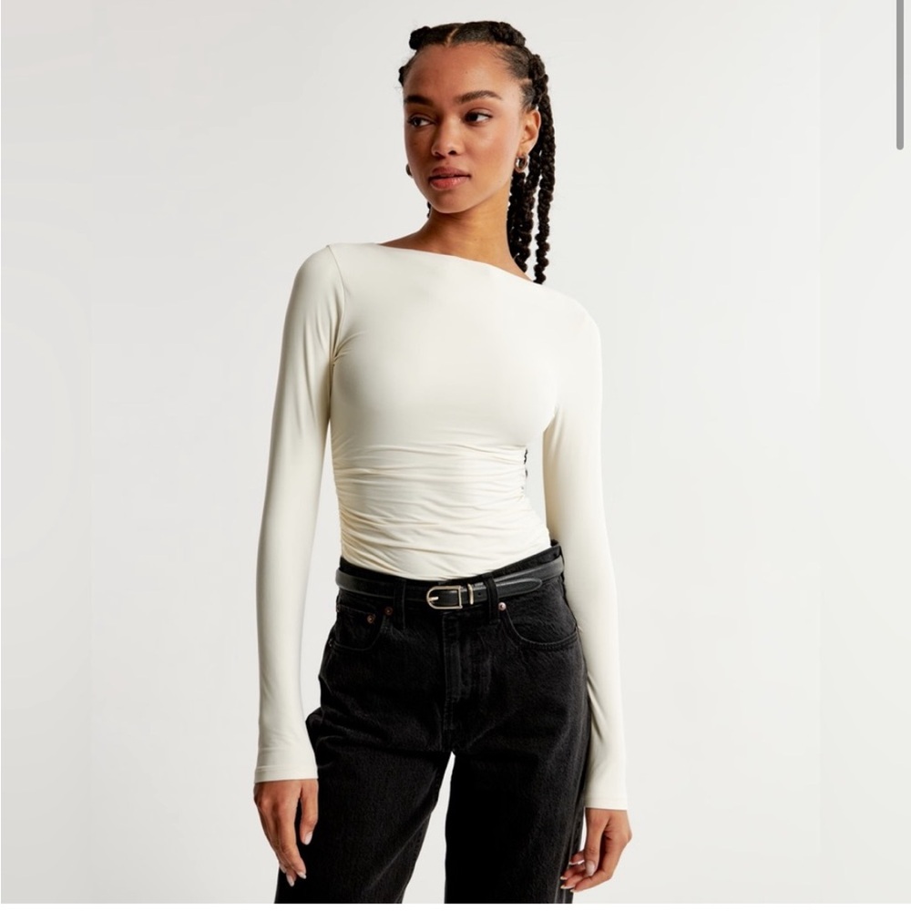 Soft Matte Long-Sleeve Ruched Bodysuit